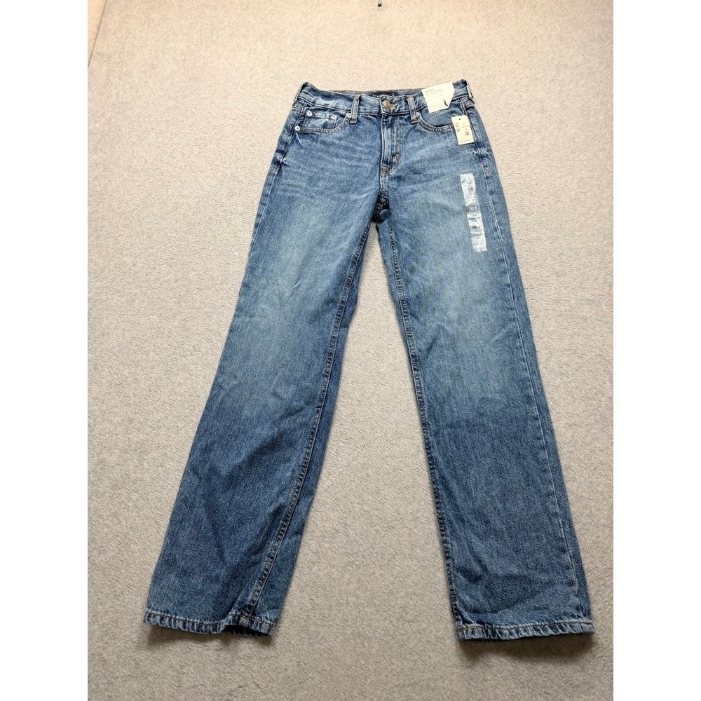 Aeropostale High Rise Baggy Jeans Medium Wash Blue Denim 00S NWT